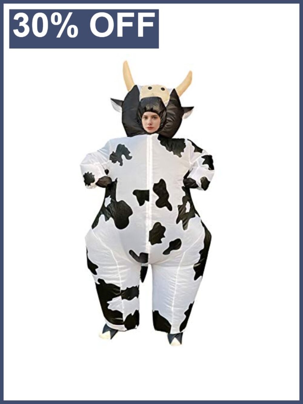 Inflatable Cow Costume Polyester Blow Up Jumpsuit Halloween Cosplay Party